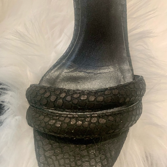 NICHOLAS Black Snakeskin Strappy Stiletto Sandals - Picture 4 of 12